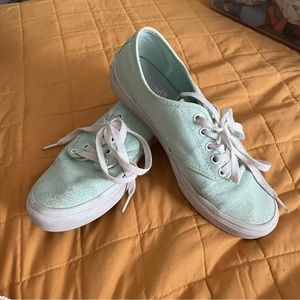 Light blue lace pattern vans